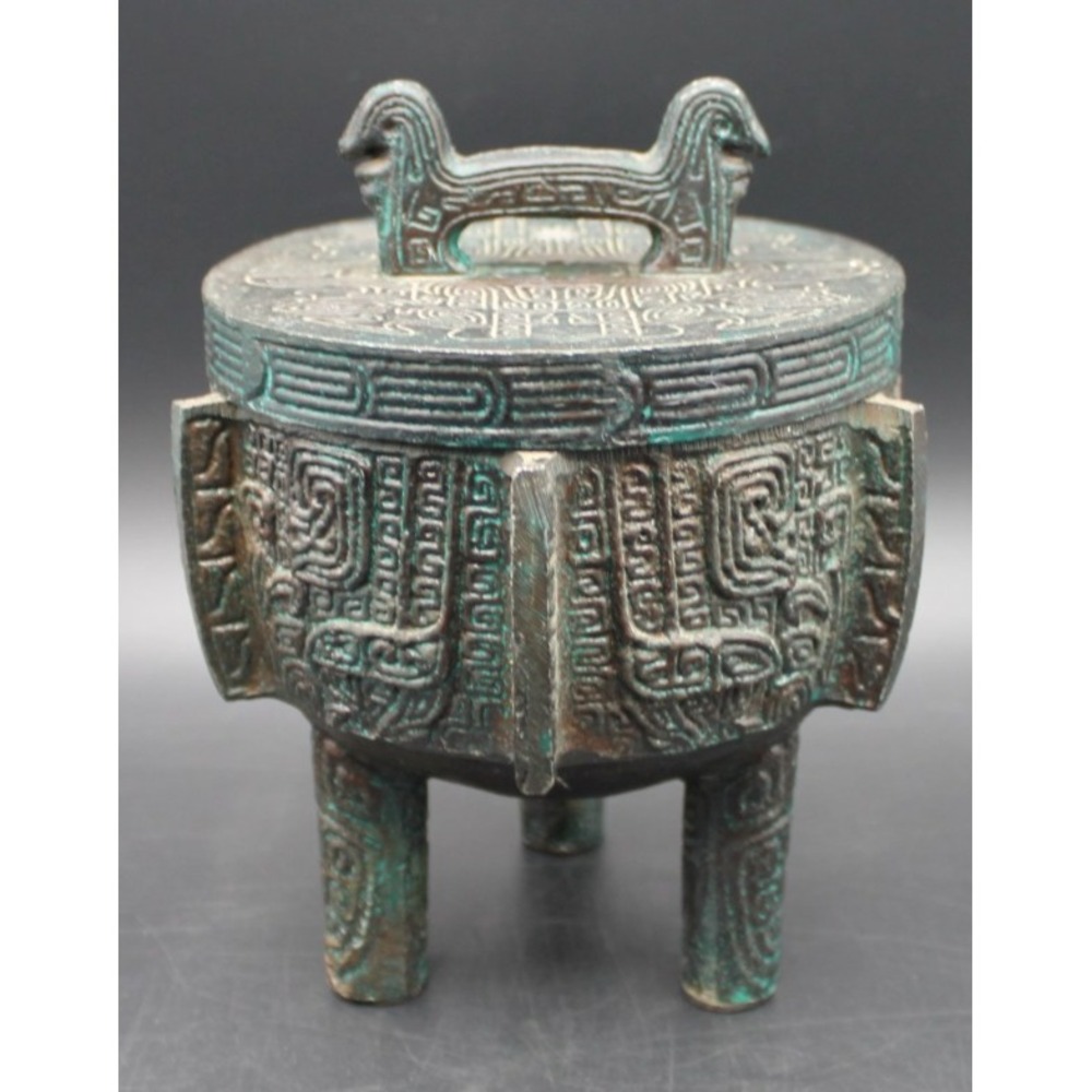 Vintage 1960s James Mont MCM Mayan Aztec Asian Faux Bronze Ice Bucket